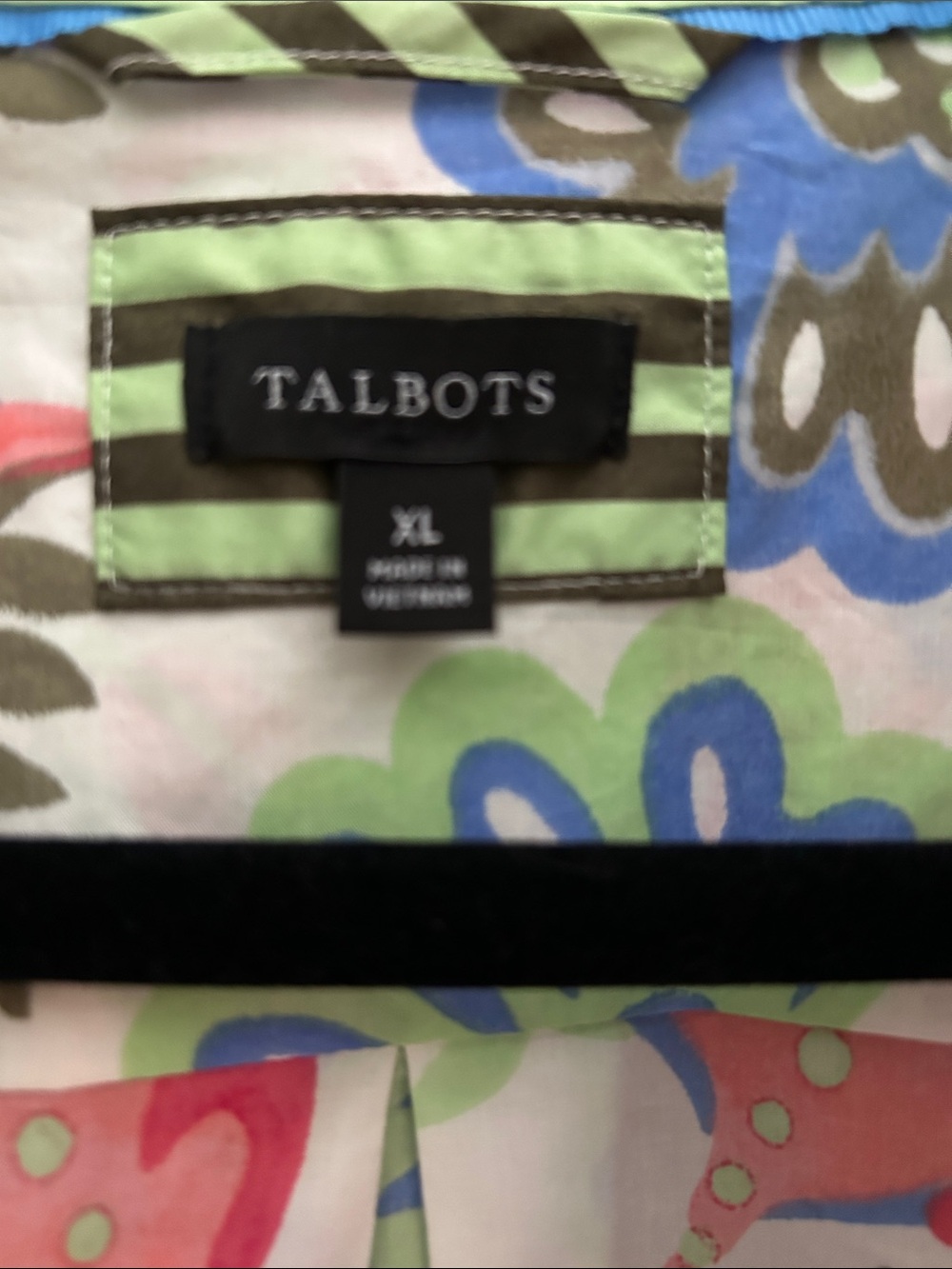 Talbots White Floral Button-Up Blouse with Pink, Blue & Green Accents - Picture 2 of 6